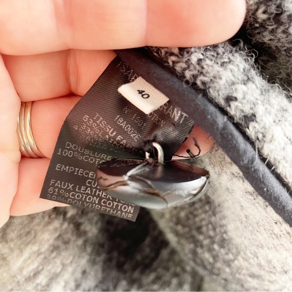 Isabel Marant Etoile Gabrie Plaid Checkered Wool Blend Coat Black White Large - Picture 7 of 9